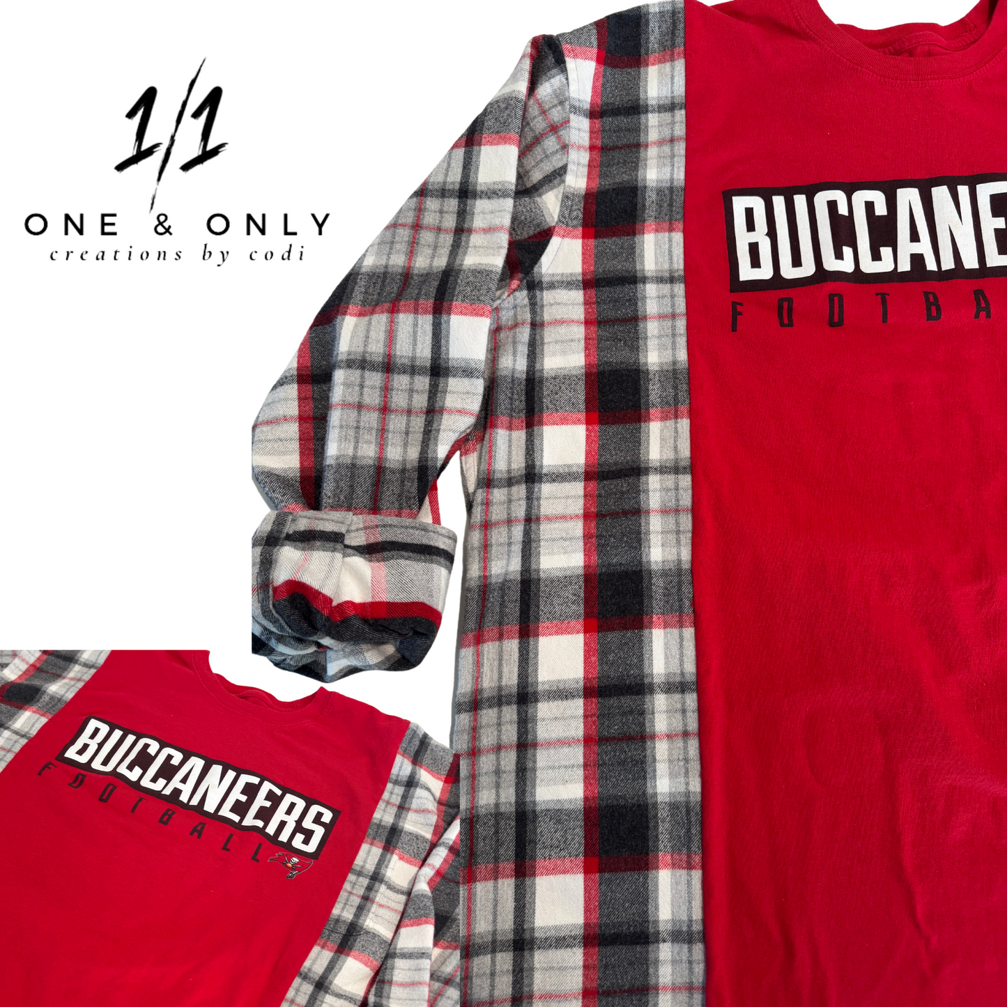 Tampa Bay Buccaneers Flannel Sleeve Game Day Shirt - Size Large