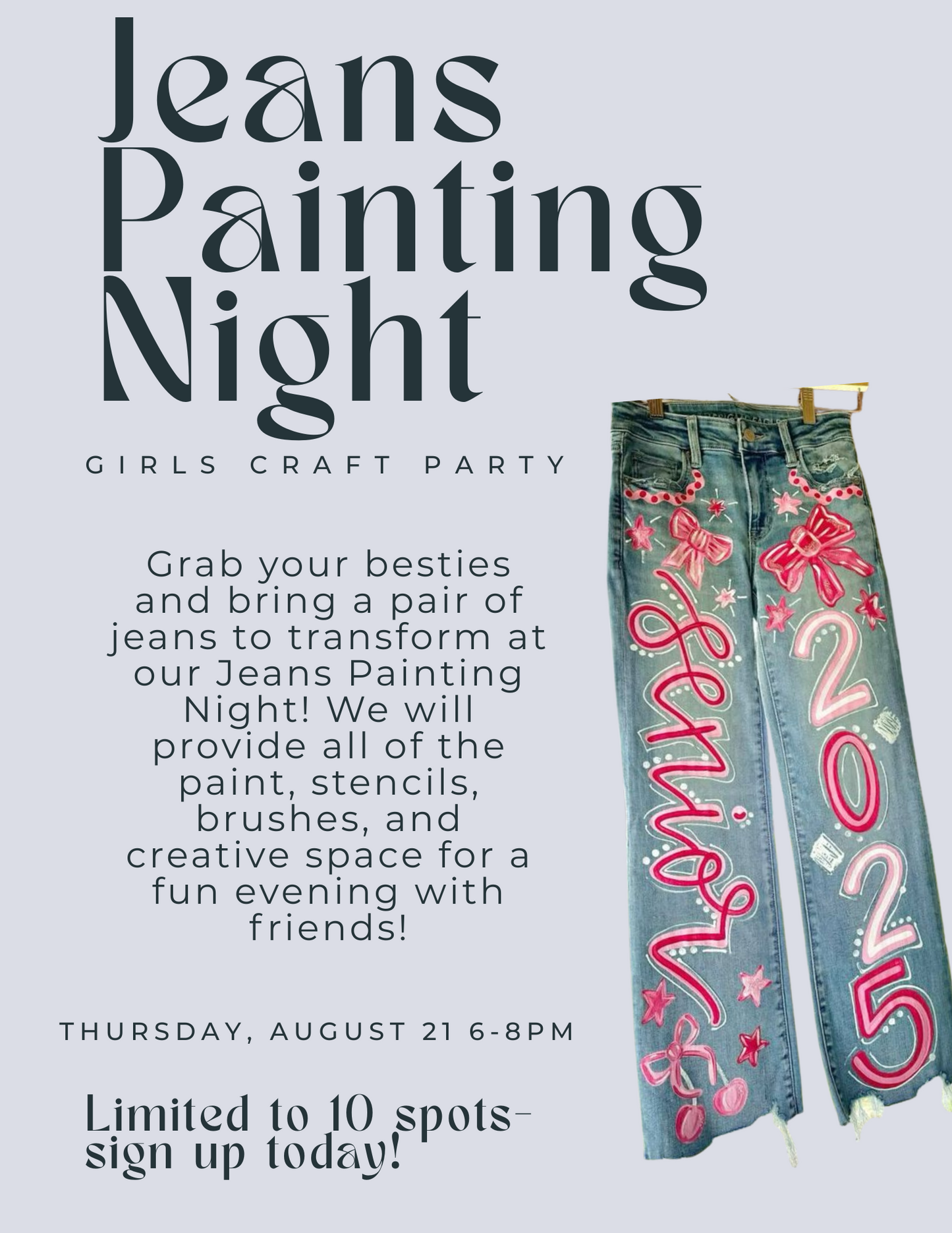 Jeans Painting Night – Girls Craft Party