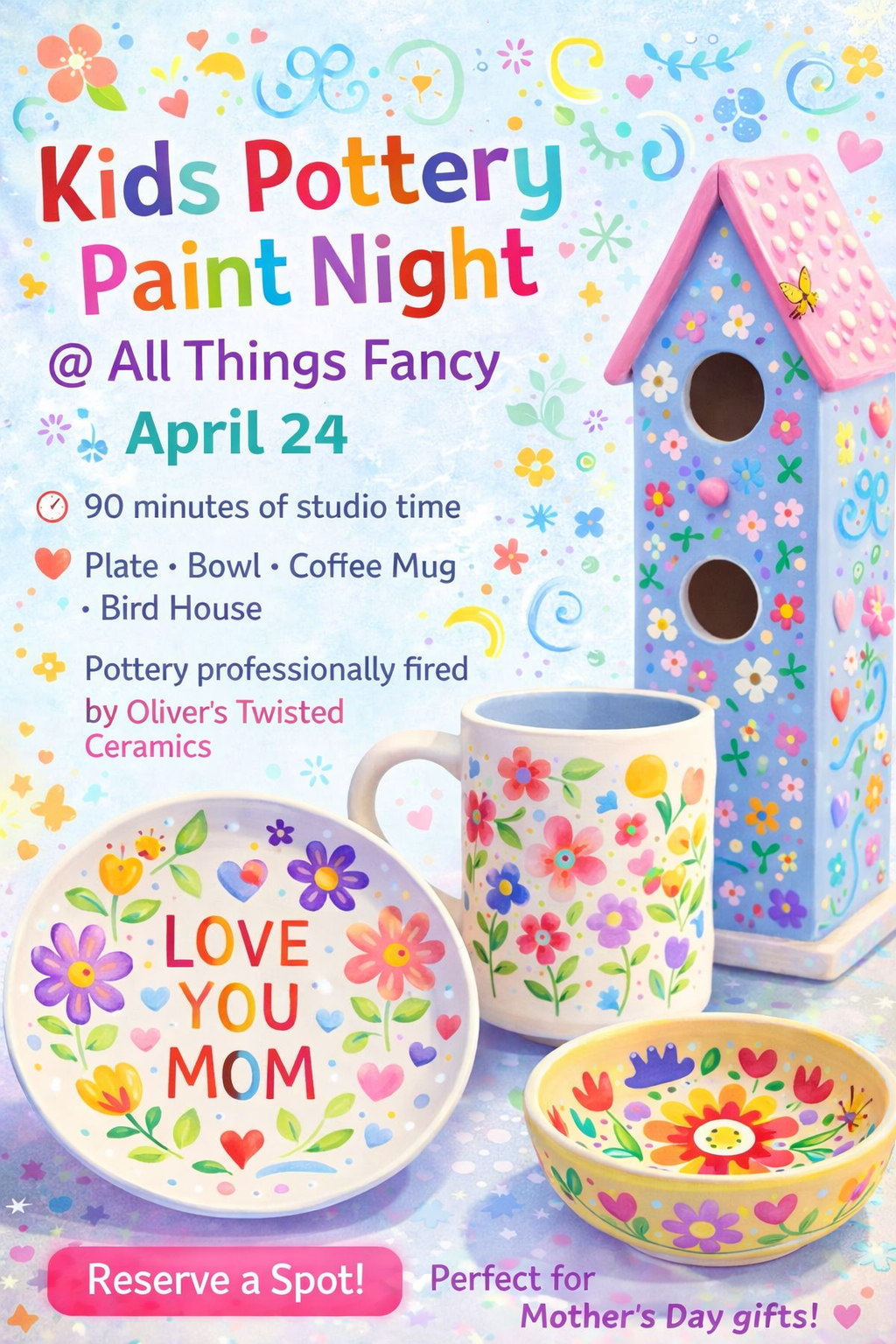 Kids painted Ceramics Craft Night