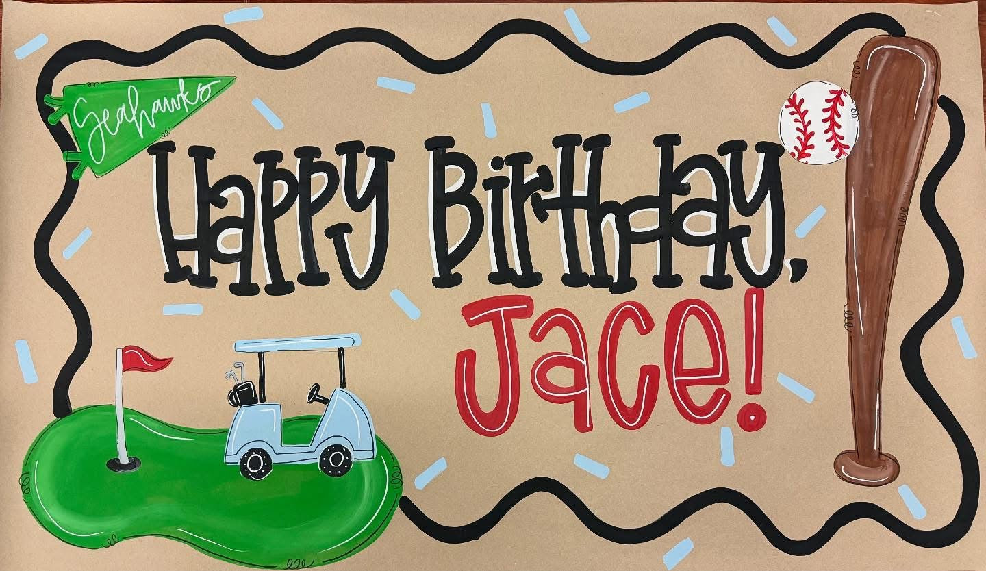 Hand painted birthday banner