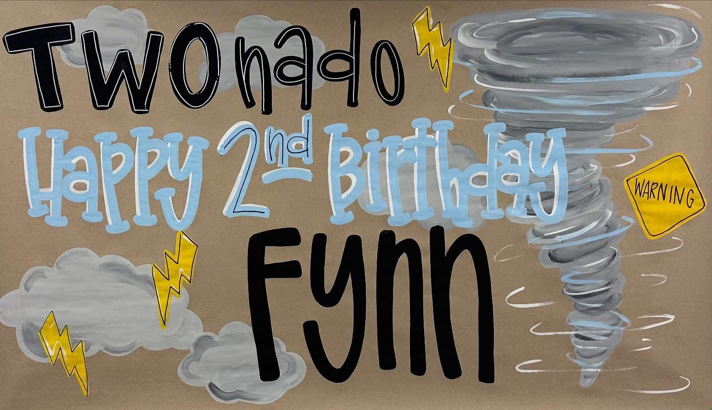 Hand painted birthday banner