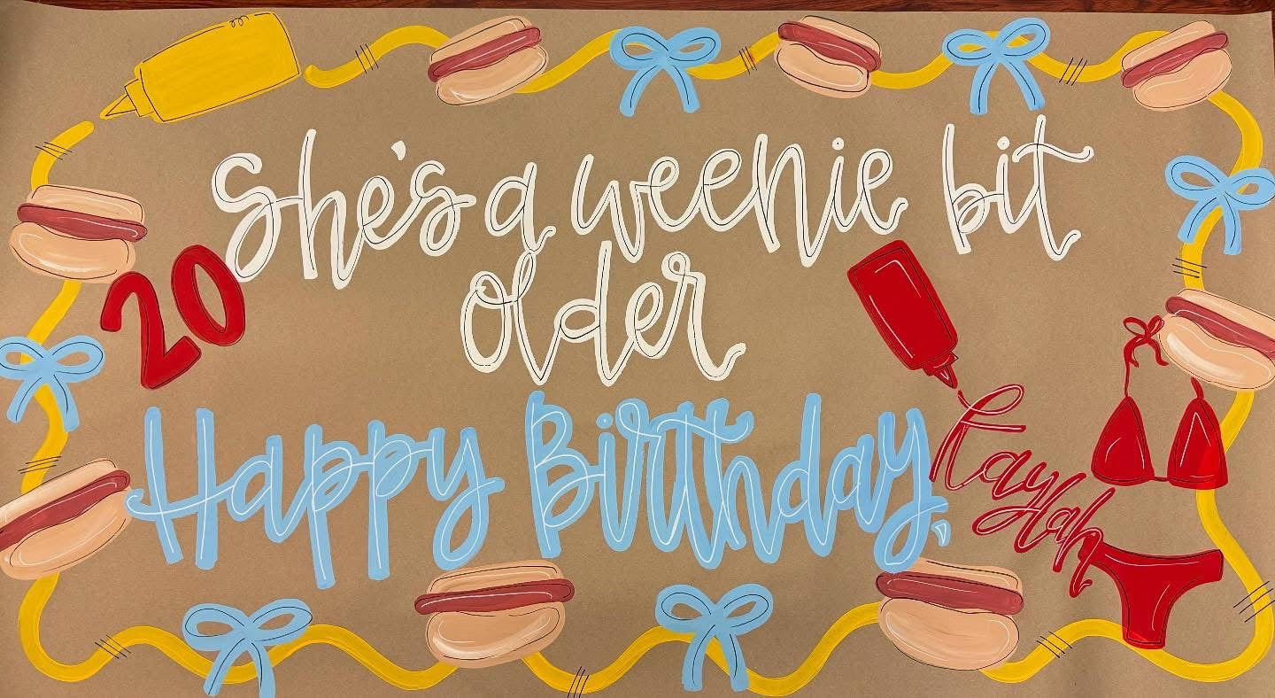 Hand painted birthday banner