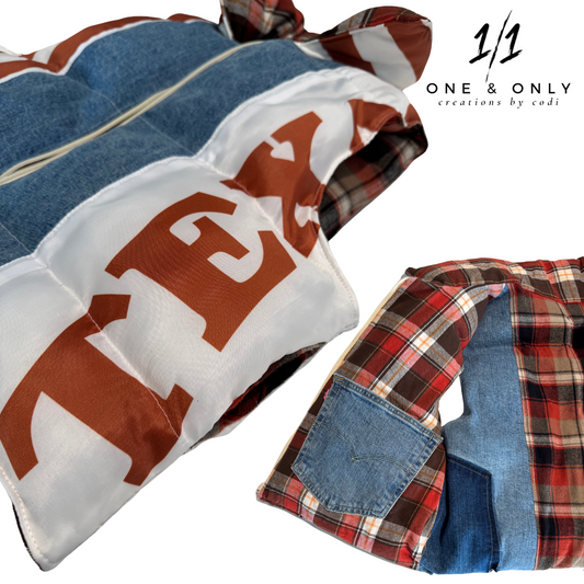 Upcycled Texas Longhorns Puffer Vest - Size Small